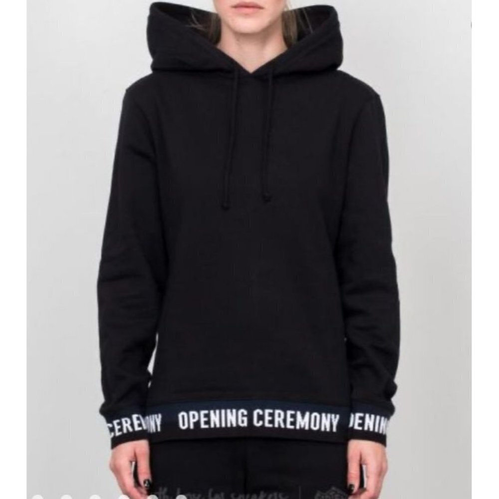 Opening Ceremony Black Unisex Spellout Hem  Hoodie S